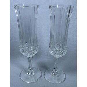 Set of (2) Cristal D'Arques Longchamp 8"‎ Champagne Toasting Flutes Lead Crystal